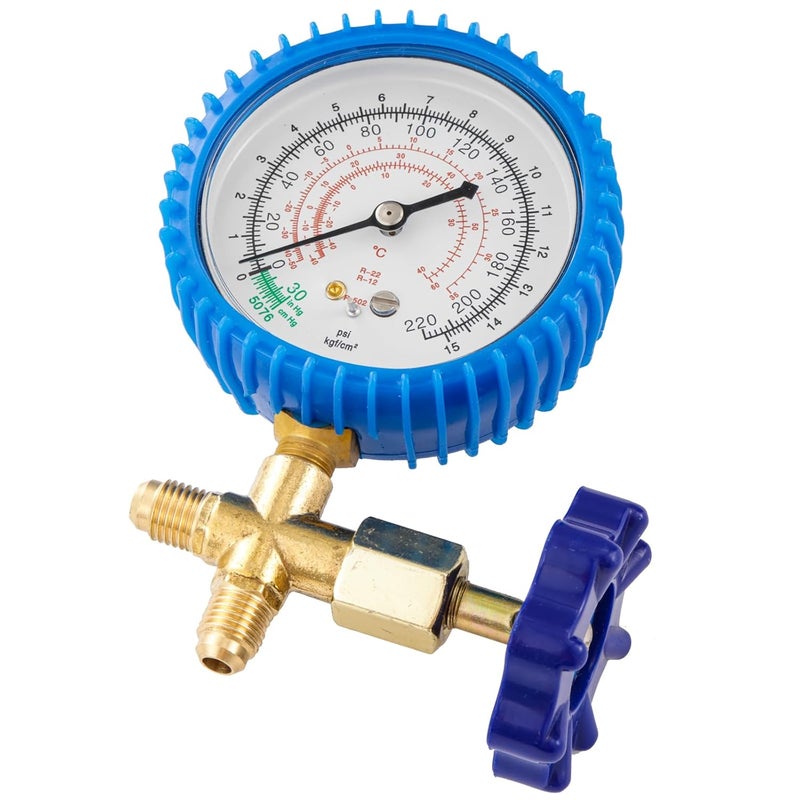 Tigbear R410A Manifold Gauge, Air Conditioning Refrigerant Recharge Pressure Gauge, 1/4 Refrigerant Manifold Freon Gauges for R410A R22 R134A R404A 220 PSI - Image 1